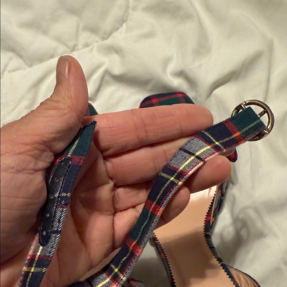 🪲 RARE J. Crew Harlow Plaid and Glitter Heels Plaid Festive holiday 10.5 - Picture 13 of 14